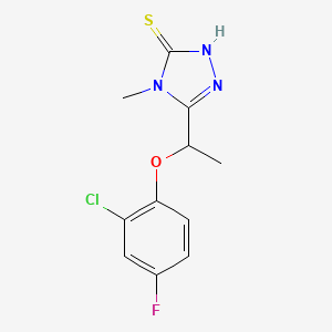 molecular formula C11H11ClFN3OS B1292969 5-[1-(2-chloro-4-fluorophenoxy)ethyl]-4-methyl-4H-1,2,4-triazole-3-thiol CAS No. 861444-13-5