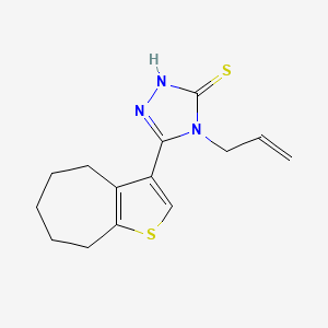 molecular formula C14H17N3S2 B1292972 4-Allyl-5-(5,6,7,8-tetrahydro-4H-cyclohepta-[b]thien-3-yl)-4H-1,2,4-triazole-3-thiol CAS No. 956576-85-5