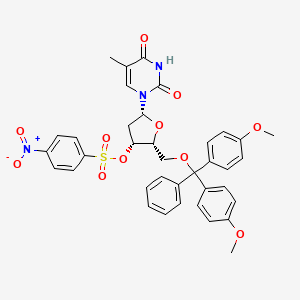 (2R,3R,5R)-2-((Bis(4-methoxyphenyl)(phenyl)methoxy)methyl)-5-(5-methyl-2,4-dioxo-3,4-dihydropyrimidin-1(2H)-yl)tetrahydrofuran-3-yl 4-nitrobenzenesulfonate