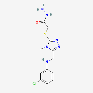 molecular formula C12H15ClN6OS B1292988 2-[(5-{[(3-chlorophenyl)amino]methyl}-4-methyl-4H-1,2,4-triazol-3-yl)thio]acetohydrazide CAS No. 1071368-84-7