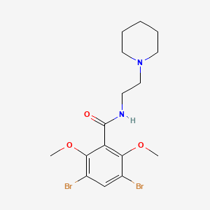 molecular formula C16H22Br2N2O3 B12930250 3,5-dibromo-2,6-dimethoxy-N-(2-(piperidin-1-yl)ethyl)benzamide CAS No. 89653-92-9