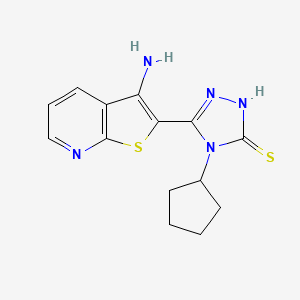 molecular formula C14H15N5S2 B1293032 5-(3-氨基噻吩[2,3-b]吡啶-2-基)-4-环戊基-4H-1,2,4-三唑-3-硫醇 CAS No. 1030433-55-6