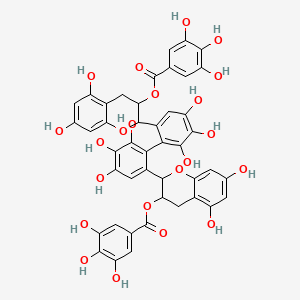 molecular formula C44H34O22 B12930626 2,2'-(4,4',5,5',6,6'-Hexahydroxy-[1,1'-biphenyl]-2,2'-diyl)bis(5,7-dihydroxychroman-3,2-diyl) bis(3,4,5-trihydroxybenzoate) CAS No. 116403-62-4