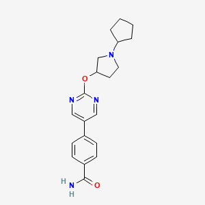 2-(1-Cyclopentylpyrrolidin-3-yloxy)-5-(4-carbamoylphenyl)pyrimidine