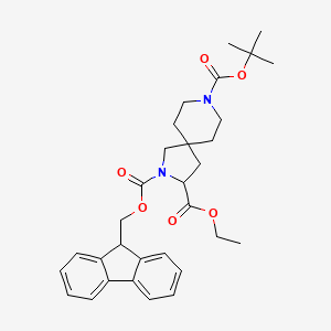 molecular formula C31H38N2O6 B12930648 2-((9H-Fluoren-9-yl)methyl) 8-tert-butyl 3-ethyl 2,8-diazaspiro[4.5]decane-2,3,8-tricarboxylate 