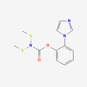 molecular formula C12H13N3O2S2 B12930654 2-(1H-Imidazol-1-yl)phenyl bis(methylsulfanyl)carbamate CAS No. 61292-75-9