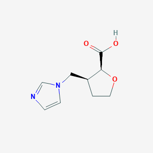 molecular formula C9H12N2O3 B12930704 (2S,3S)-3-((1H-Imidazol-1-yl)methyl)tetrahydrofuran-2-carboxylic acid 