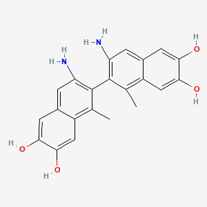 molecular formula C22H20N2O4 B12930705 3,3'-Diamino-1,1'-dimethyl-[2,2'-binaphthalene]-6,6',7,7'-tetraol 