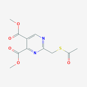 molecular formula C11H12N2O5S B12930740 4,5-Pyrimidinedicarboxylic acid, 2-[(acetylthio)methyl]-, dimethyl ester CAS No. 653586-13-1