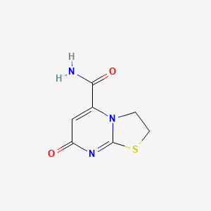 molecular formula C7H7N3O2S B12930774 7-Oxo-2,3-dihydro-7H-[1,3]thiazolo[3,2-a]pyrimidine-5-carboxamide CAS No. 111730-40-6