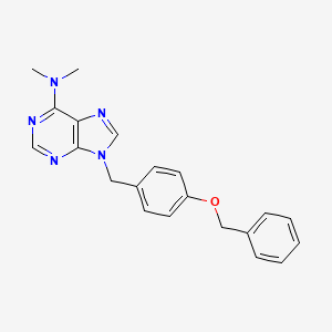 molecular formula C21H21N5O B12930817 9H-Purin-6-amine, N,N-dimethyl-9-((4-(phenylmethoxy)phenyl)methyl)- CAS No. 112089-09-5