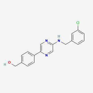 molecular formula C18H16ClN3O B12930864 [4-(5-{[(3-Chlorophenyl)methyl]amino}pyrazin-2-yl)phenyl]methanol CAS No. 920527-78-2