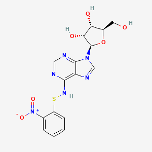 molecular formula C16H16N6O6S B12930973 (2R,3S,4R,5R)-2-(hydroxymethyl)-5-[6-[(2-nitrophenyl)sulfanylamino]purin-9-yl]oxolane-3,4-diol 