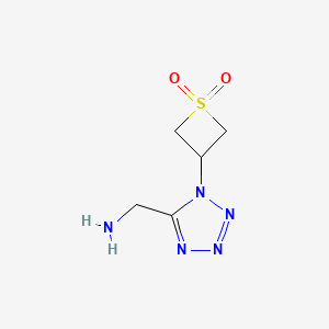 molecular formula C5H9N5O2S B12930977 3-(5-(Aminomethyl)-1H-tetrazol-1-yl)thietane 1,1-dioxide 