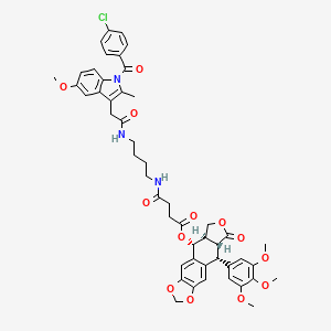 molecular formula C49H50ClN3O13 B12931007 [(5R,5aR,8aR,9R)-8-oxo-9-(3,4,5-trimethoxyphenyl)-5a,6,8a,9-tetrahydro-5H-[2]benzofuro[5,6-f][1,3]benzodioxol-5-yl] 4-[4-[[2-[1-(4-chlorobenzoyl)-5-methoxy-2-methylindol-3-yl]acetyl]amino]butylamino]-4-oxobutanoate 