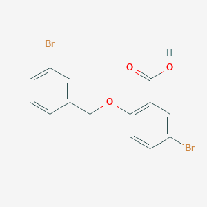 molecular formula C14H10Br2O3 B1293101 5-溴-2-[(3-溴苄基)氧基]苯甲酸 CAS No. 1039982-37-0