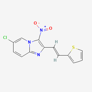 molecular formula C13H8ClN3O2S B12931442 6-Chloro-3-nitro-2-(2-(thiophen-2-yl)vinyl)imidazo[1,2-a]pyridine 