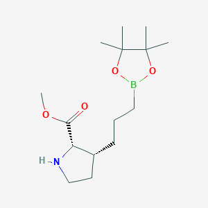 Rel-methyl (2S,3R)-3-(3-(4,4,5,5-tetramethyl-1,3,2-dioxaborolan-2-yl)propyl)pyrrolidine-2-carboxylate