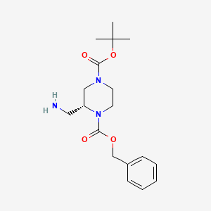 molecular formula C18H27N3O4 B1293169 1-benzyl 4-tert-butyl (2R)-2-(aminomethyl)piperazine-1,4-dicarboxylate CAS No. 1212316-00-1