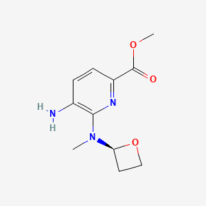 molecular formula C11H15N3O3 B12931794 Methyl (S)-5-amino-6-(methyl(oxetan-2-yl)amino)picolinate 