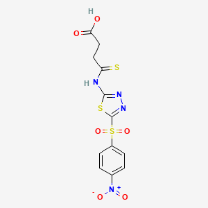 4-{[5-(4-Nitrobenzene-1-sulfonyl)-1,3,4-thiadiazol-2-yl]amino}-4-sulfanylidenebutanoic acid