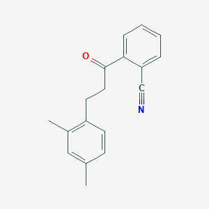 molecular formula C18H17NO B1293203 2'-Cyano-3-(2,4-dimethylphenyl)propiophenone CAS No. 898793-65-2