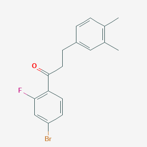 molecular formula C17H16BrFO B1293212 4'-Bromo-3-(3,4-dimethylphenyl)-2'-fluoropropiophenone CAS No. 898779-67-4
