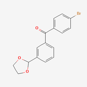 molecular formula C16H13BrO3 B1293215 4'-Bromo-3-(1,3-dioxolan-2-YL)benzophenone CAS No. 898779-18-5