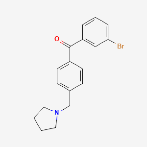 molecular formula C18H18BrNO B1293278 3-Bromo-4'-pyrrolidinomethyl benzophenone CAS No. 898776-26-6
