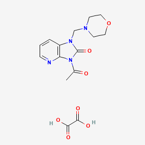 molecular formula C15H18N4O7 B12933046 1-Morpholinomethyl-3-acetyl-2-oxoimidazo(4,5-b)pyridine oxalate CAS No. 85930-05-8