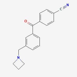 molecular formula C18H16N2O B1293308 3-Azetidinomethyl-4'-cyanobenzophenone CAS No. 898771-42-1