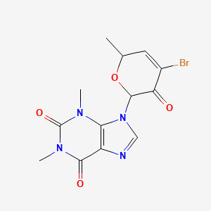 9-(4-Bromo-6-methyl-3-oxo-3,6-dihydro-2H-pyran-2-yl)-1,3-dimethyl-3,9-dihydro-1H-purine-2,6-dione