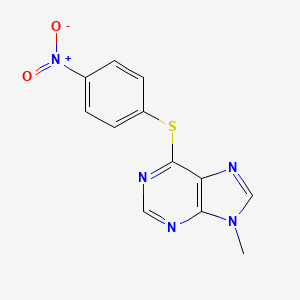 molecular formula C12H9N5O2S B12933278 9-Methyl-6-[(4-nitrophenyl)sulfanyl]-9H-purine CAS No. 51302-03-5