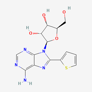 molecular formula C14H15N5O4S B12933307 (2R,3R,4S,5R)-2-(6-Amino-8-thiophen-2-yl-purin-9-yl)-5-hydroxymethyl-tetrahydro-furan-3,4-diol CAS No. 158555-06-7