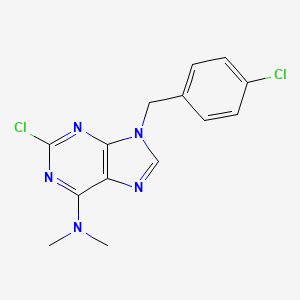 molecular formula C14H13Cl2N5 B12933315 9H-Purin-6-amine, 2-chloro-9-((4-chlorophenyl)methyl)-N,N-dimethyl- CAS No. 115204-54-1