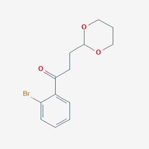 molecular formula C13H15BrO3 B1293352 2'-Bromo-3-(1,3-dioxan-2-yl)propiophenone CAS No. 898785-66-5