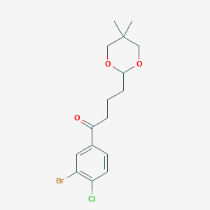 B1293361 3'-Bromo-4'-chloro-4-(5,5-dimethyl-1,3-dioxan-2-YL)butyrophenone CAS No. 898757-23-8
