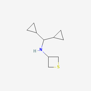 molecular formula C10H17NS B12933625 N-(Dicyclopropylmethyl)thietan-3-amine 