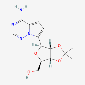 molecular formula C14H18N4O4 B12933626 ((3aR,4R,6S,6aS)-6-(4-Aminopyrrolo[2,1-f][1,2,4]triazin-7-yl)-2,2-dimethyltetrahydrofuro[3,4-d][1,3]dioxol-4-yl)methanol 