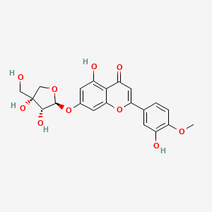 molecular formula C21H20O10 B12933736 7-(((2S,3R,4R)-3,4-Dihydroxy-4-(hydroxymethyl)tetrahydrofuran-2-yl)oxy)-5-hydroxy-2-(3-hydroxy-4-methoxyphenyl)-4H-chromen-4-one 