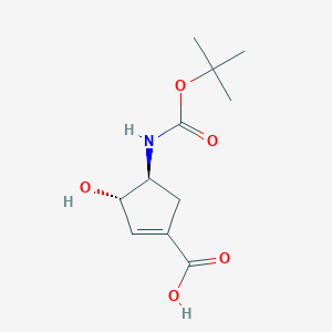 (3S,4S)-4-((tert-Butoxycarbonyl)amino)-3-hydroxycyclopent-1-ene-1-carboxylic acid