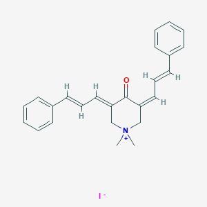 molecular formula C25H26INO B129339 1,1-Dimethyl-4-oxo-3,5-bis(3-phenyl-2-propenylidene)piperidinium iodide CAS No. 142808-59-1