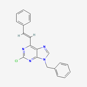 molecular formula C20H15ClN4 B12933946 9-Benzyl-2-chloro-6-styryl-9H-purine 