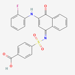 molecular formula C23H15FN2O5S B12934028 4-[(E)-[3-(2-fluoroanilino)-4-oxonaphthalen-1-ylidene]amino]sulfonylbenzoic acid 