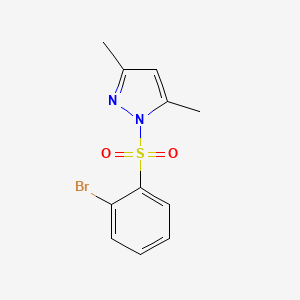 molecular formula C11H11BrN2O2S B1293404 1-((2-Bromophenyl)sulfonyl)-3,5-dimethyl-1H-pyrazole CAS No. 957120-77-3