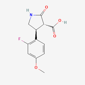 molecular formula C12H12FNO4 B12934192 Rel-(3R,4S)-4-(2-fluoro-4-methoxyphenyl)-2-oxopyrrolidine-3-carboxylic acid 