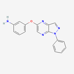 molecular formula C17H13N5O B12934234 3-((1-phenyl-1H-pyrazolo[3,4-b]pyrazin-5-yl)oxy)aniline CAS No. 87595-05-9