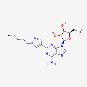 molecular formula C18H25N7O4 B12934243 (2R,3R,4S,5R)-2-[6-amino-2-(1-pentylpyrazol-4-yl)purin-9-yl]-5-(hydroxymethyl)oxolane-3,4-diol CAS No. 313350-86-6