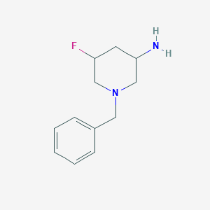 molecular formula C12H17FN2 B12934275 1-Benzyl-5-fluoropiperidin-3-amine 