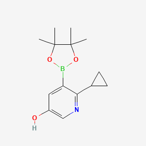 molecular formula C14H20BNO3 B12934278 6-Cyclopropyl-5-(4,4,5,5-tetramethyl-1,3,2-dioxaborolan-2-yl)pyridin-3-ol 